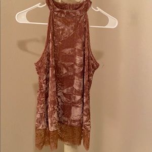 Pink crushed velvet halter top